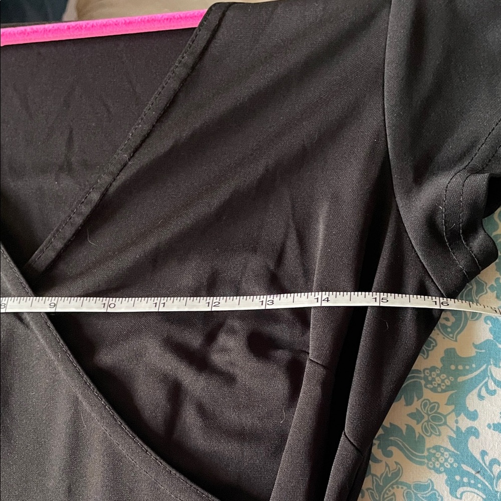 Vintage A-List Junior large (14) Black wrap Dress with Pink/White accent - Picture 8 of 10